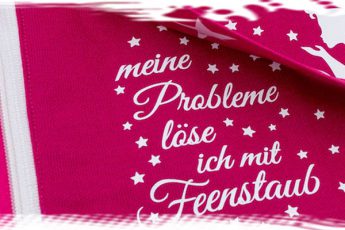 faltbare Einkaufstasche in pink mit Motiv "Meine Probleme löse ich mit Feenstaub"